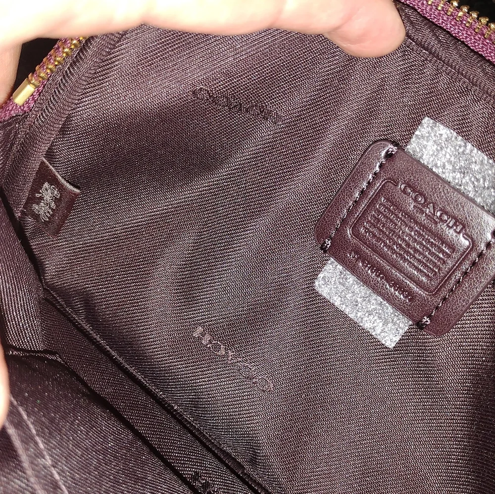 NWT Coach Cristal Border Rivets Dark Berry Crossbody / Clutch in Pebble …